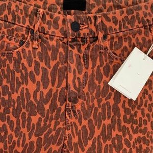 Mother Jeans Looker Fray Animal Print High Waist